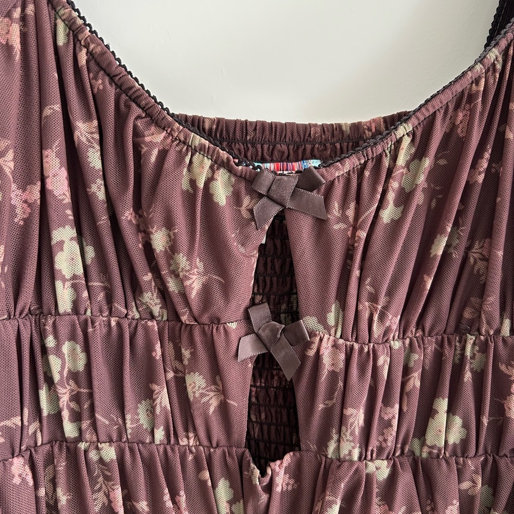 Urban Outfitters Diana Floral Cut Out Romper Brown Green Size L - Picture 3 of 16